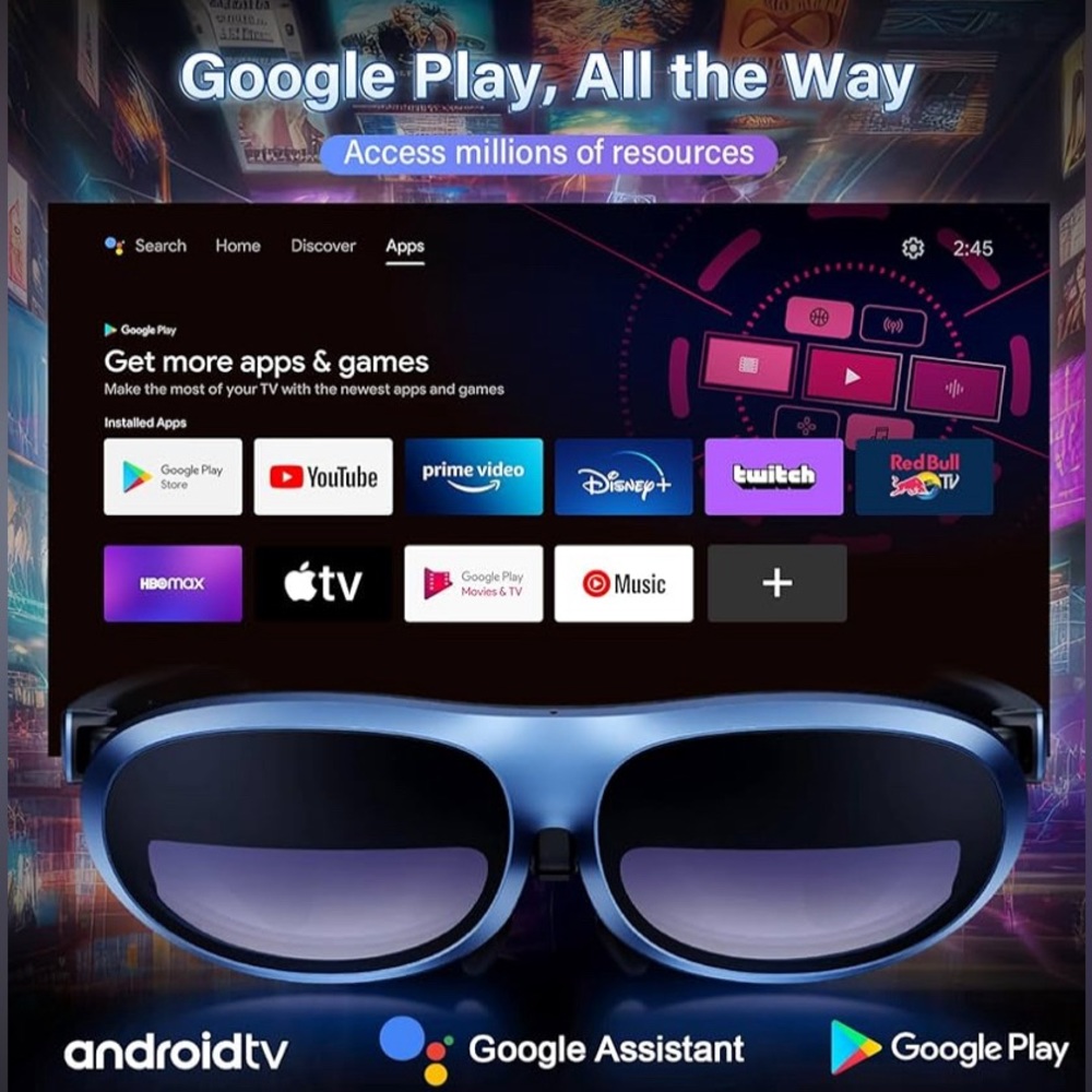 Rokid AR Joy Pack AR Glasses, Android TV Smart Glasses with 360" Micro-OLED Disp